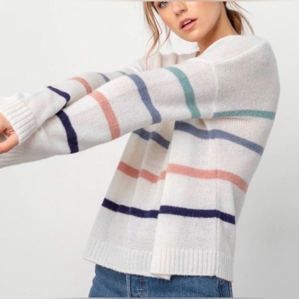 Rails Perci Seaside Stripe wool alpaca sweater light knit beachy boho XS NWOT - Picture 7 of 13